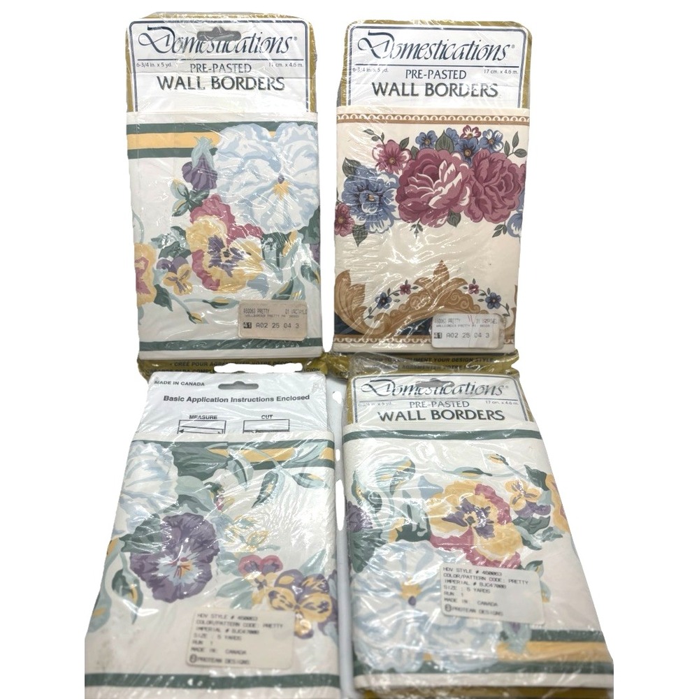 20 Yards Wallpaper Border Floral Pansy & Elenor Patterns 6.75" W Domestications